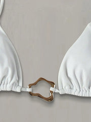 Solid 3D Medium Rise Spaghetti Strap Bikini
