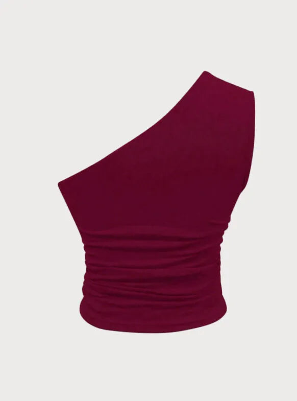 Sultry Burgundy Off Shoulder Crop Cami