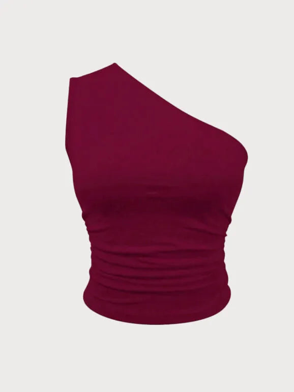 Sultry Burgundy Off Shoulder Crop Cami