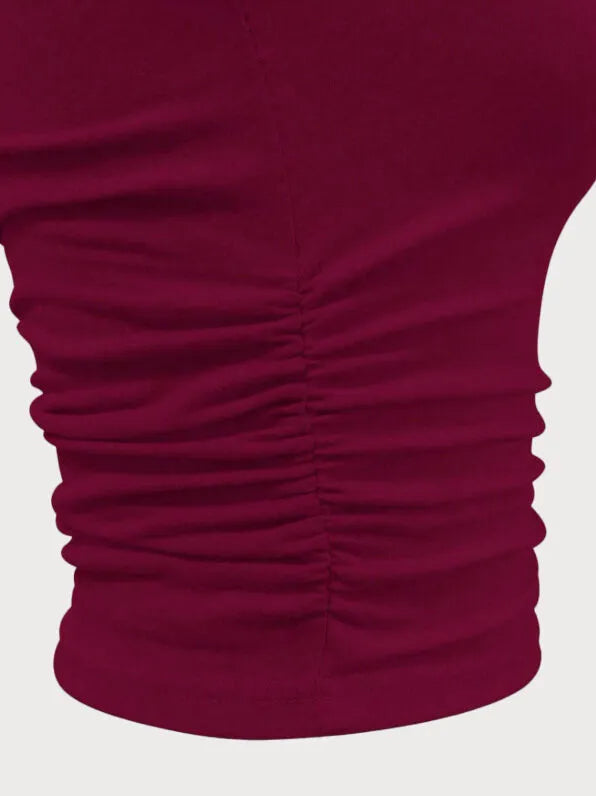 Sultry Burgundy Off Shoulder Crop Cami