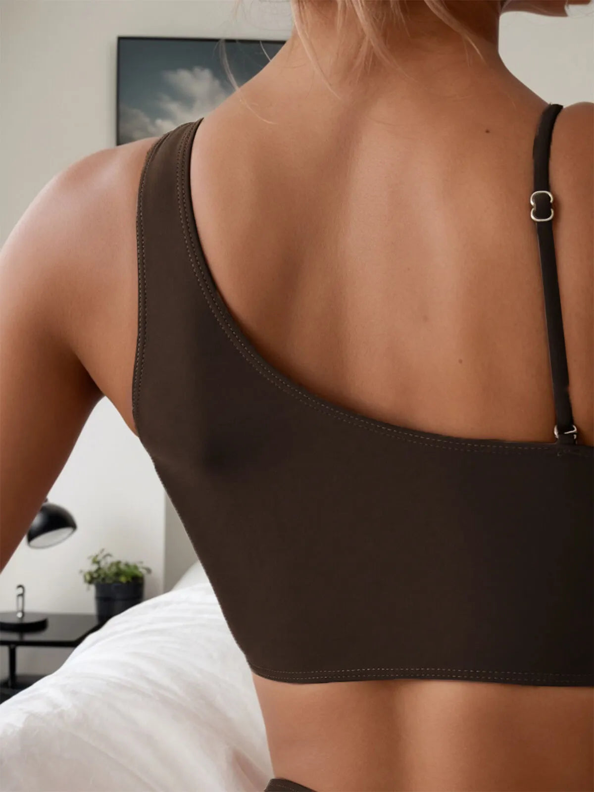Solid Asymmetrical High Rise Tankini