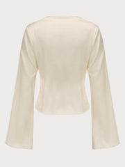 Solid Asymmetrical Round Neck Flare Regular Blouse