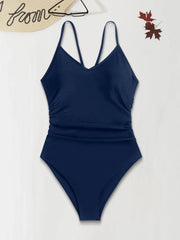 Solid Backless High Rise One-piece