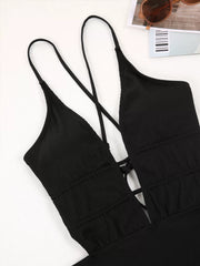 Solid Backless High Rise One-piece