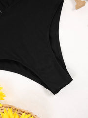 Solid Backless High Rise One-piece
