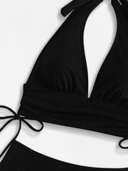 Solid Backless High Rise Tankini