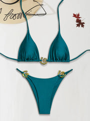 Solid Backless Low Rise Bikini