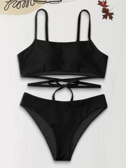 Solid Backless Low Rise Bikini