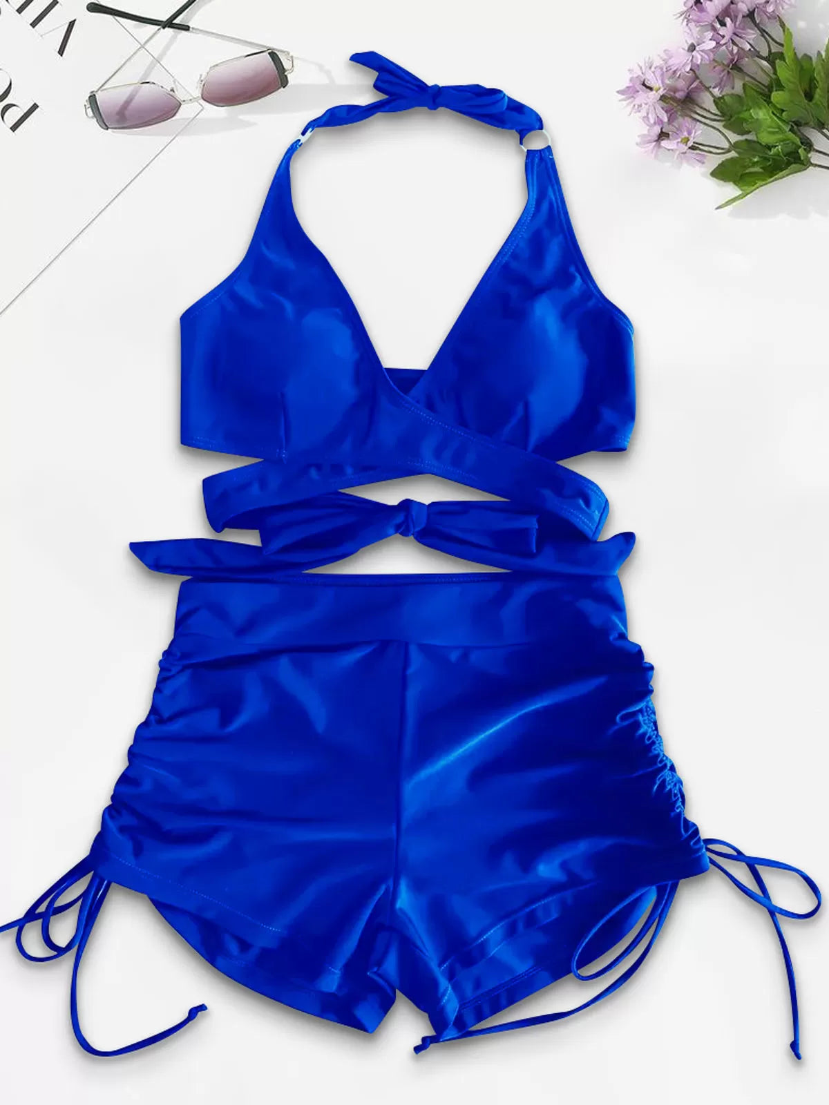 Solid Backless Medium Rise Bikini