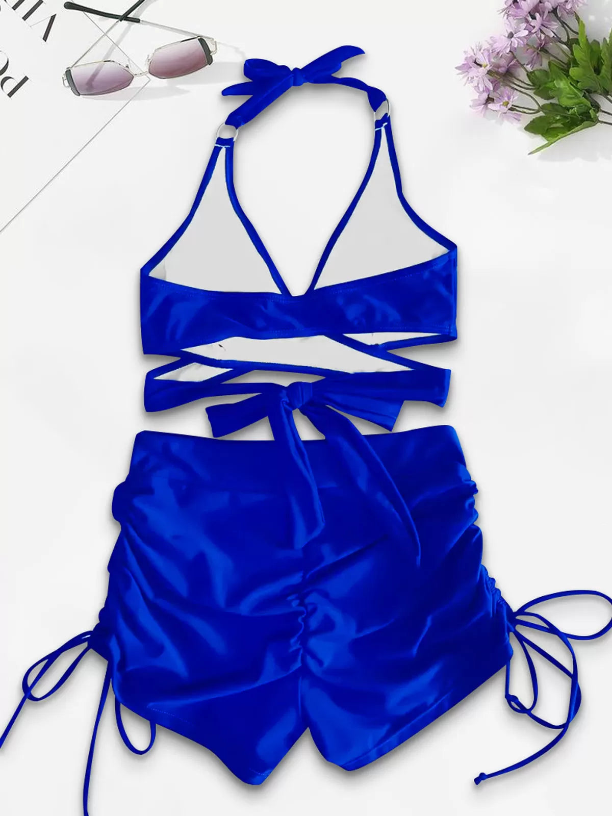 Solid Backless Medium Rise Bikini