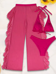 Solid Backless Medium Rise Bikini Sets
