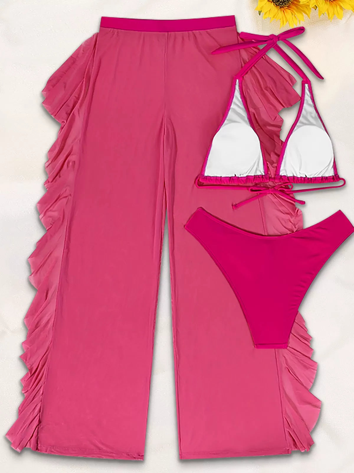 Solid Backless Medium Rise Bikini Sets