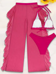 Solid Backless Medium Rise Bikini Sets