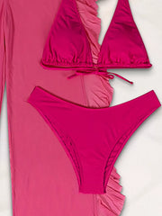 Solid Backless Medium Rise Bikini Sets