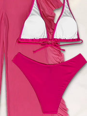 Solid Backless Medium Rise Bikini Sets