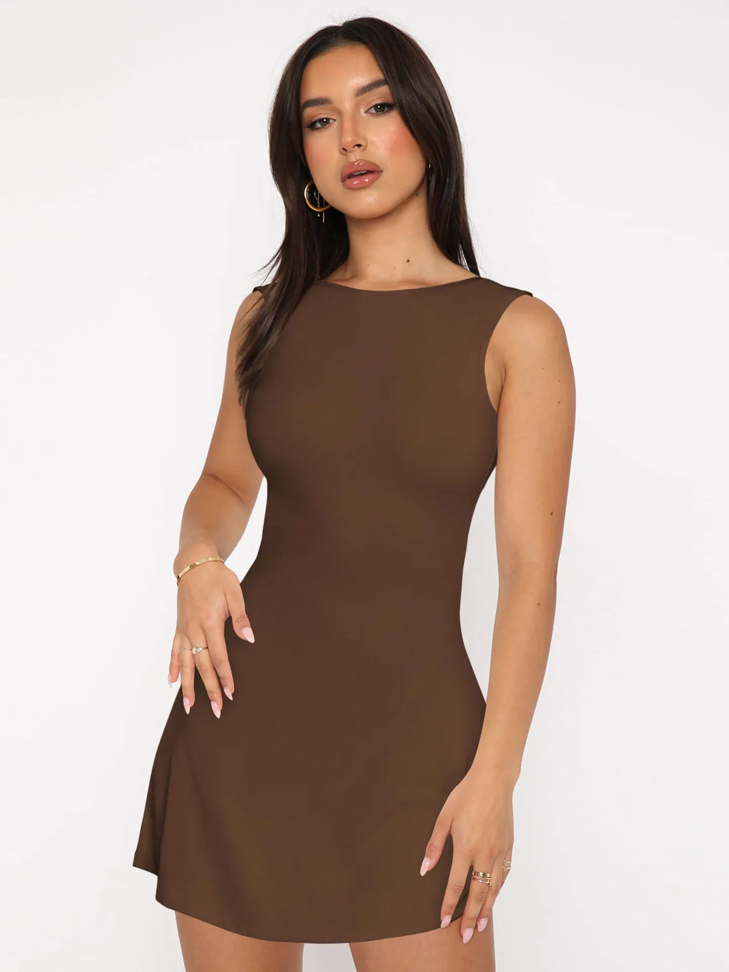 Solid Sexy Date Backless Charming A-line Dress