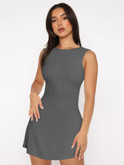 Solid Sexy Date Backless Charming A-line Dress