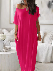 Solid Batwing Sleeve Casual Comfy Baggy Nightgown