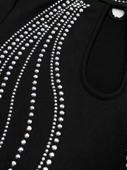 Solid Bejeweling High Neck Mock Bodycon Dress