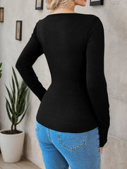 Solid Bow Round Neck Regular Sleeve Long Sleeve Blouse