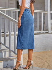Casual Fashion Fall Button Front Denim Skirt