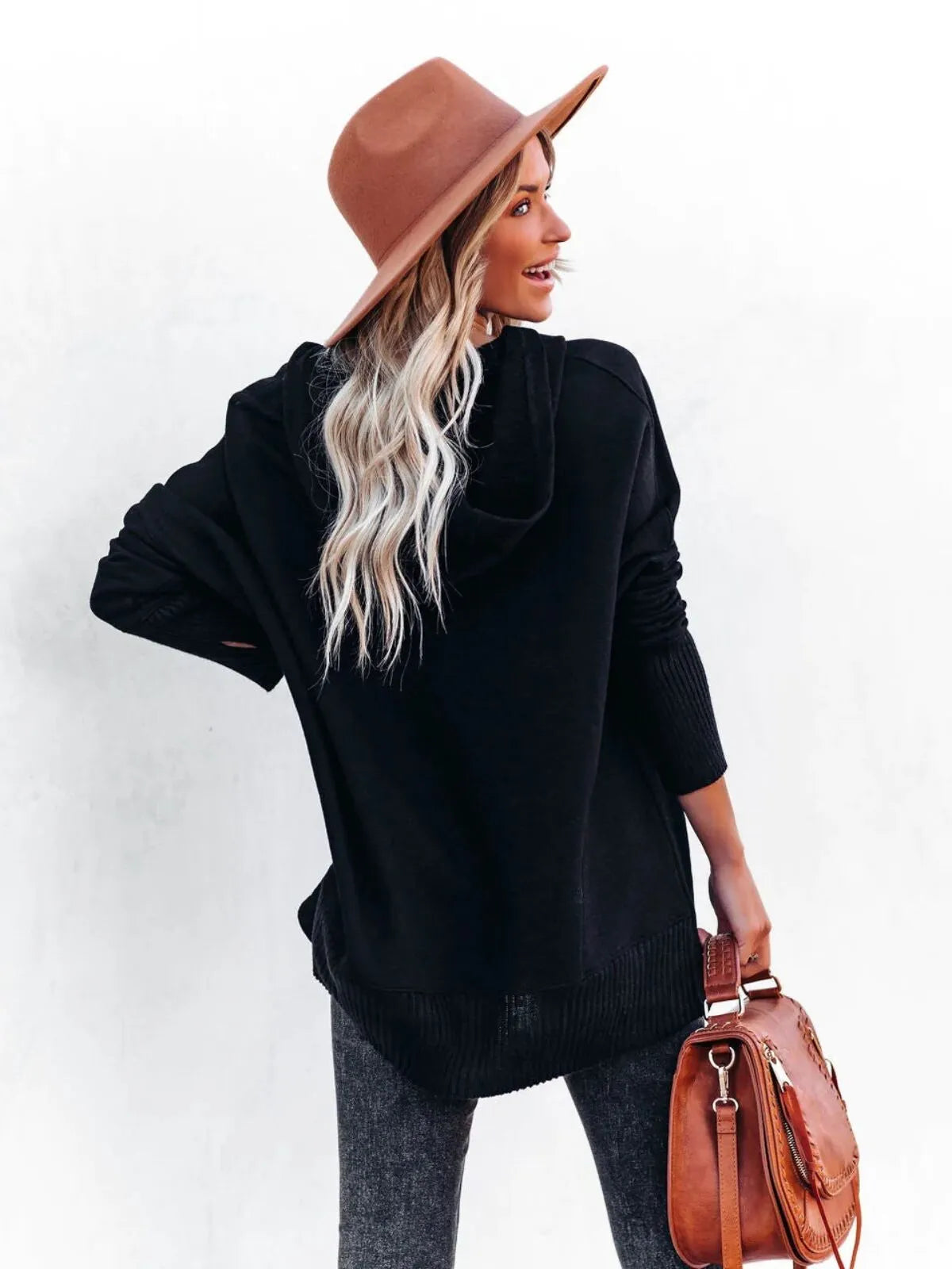 Solid Button V-neck Henley Pullover Hooded Casual Oversized Hoodie