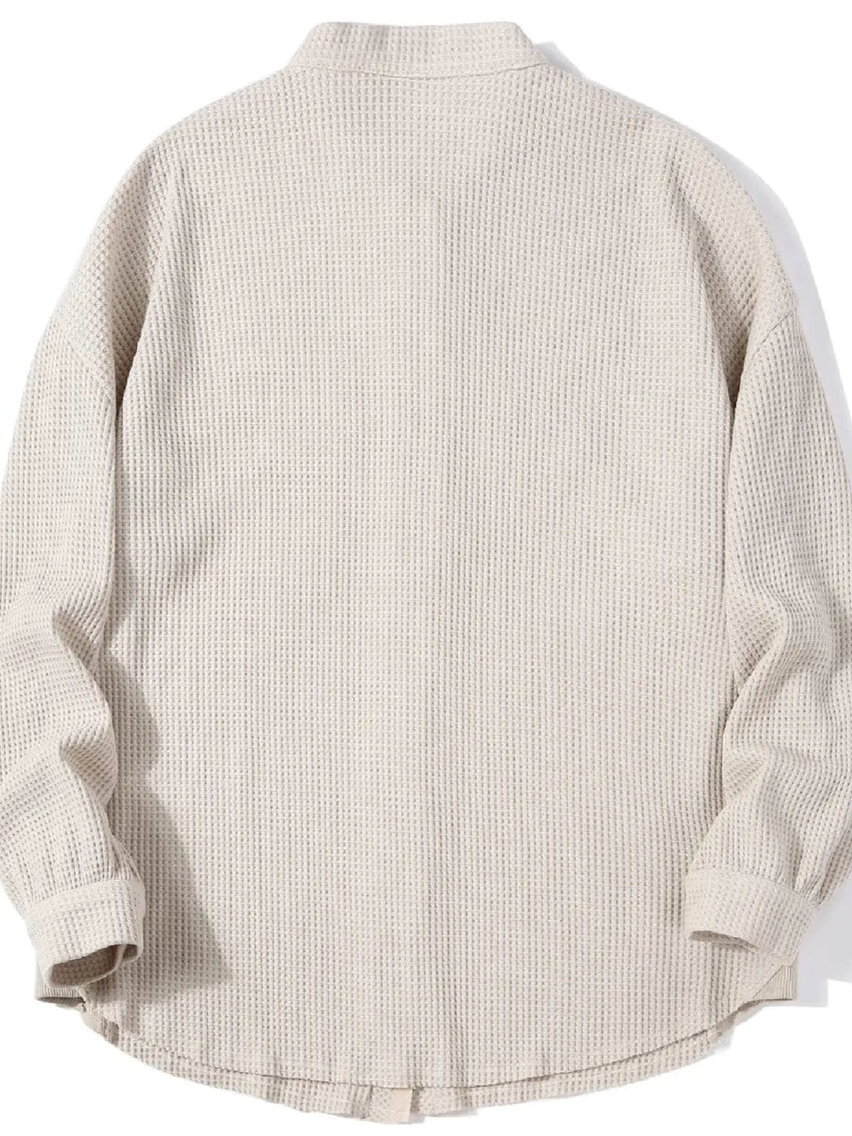 Solid Lapel Loose Fit Batwing Sleeve Waffle Knit Button Down Coat