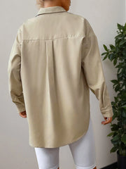 Solid Button Lapel Long Sleeve Shirts