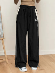 Solid Button Medium Rise Elastic Waist Sweatpants