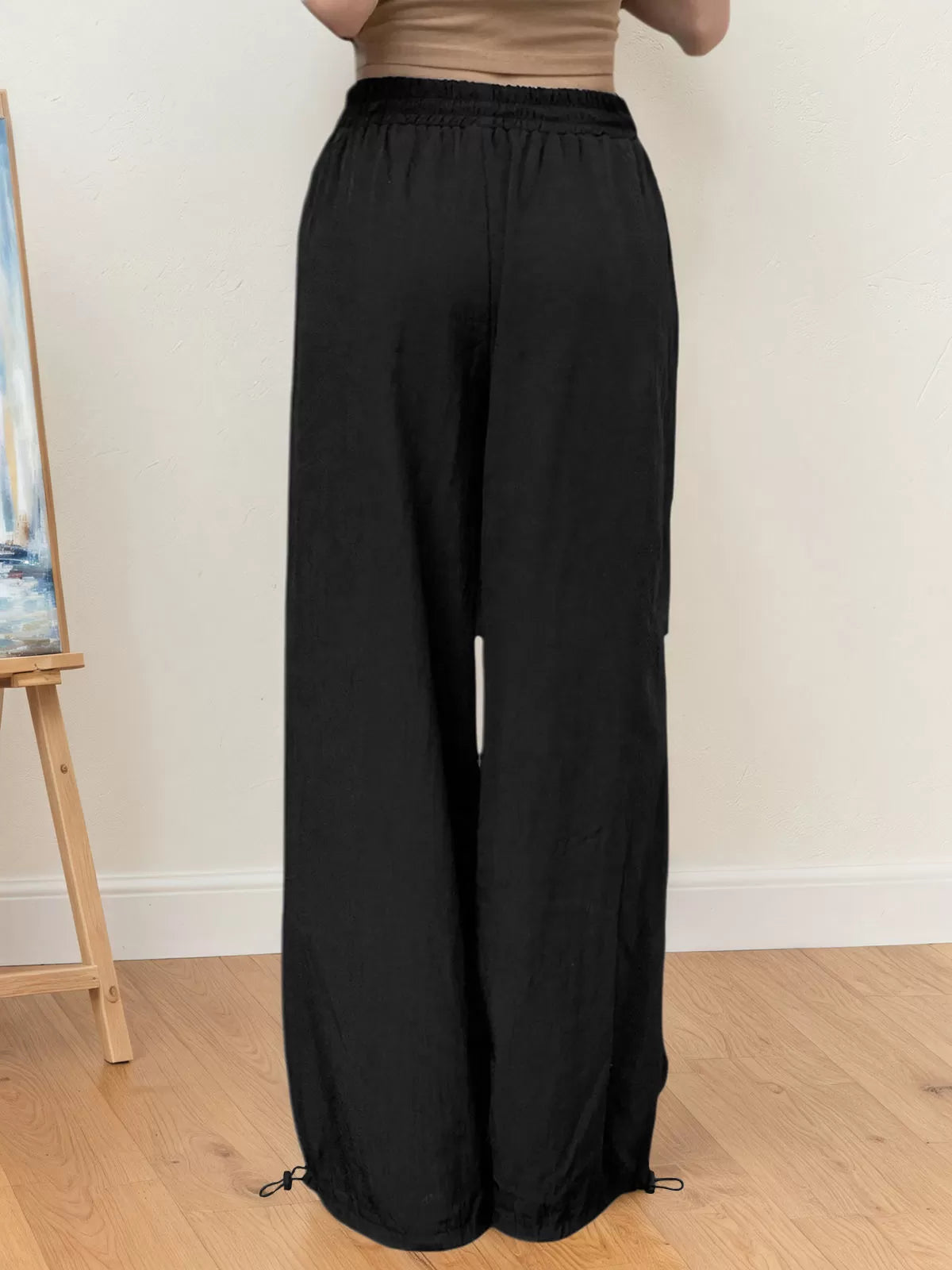 Solid Button Medium Rise Elastic Waist Sweatpants