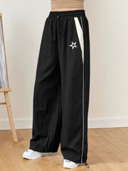 Solid Button Medium Rise Elastic Waist Sweatpants