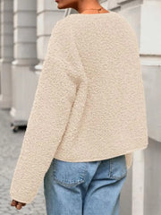 Trendy Cute Solid Button Fuzzy Fleece Teddy Bear Soft Faux Fur Coat