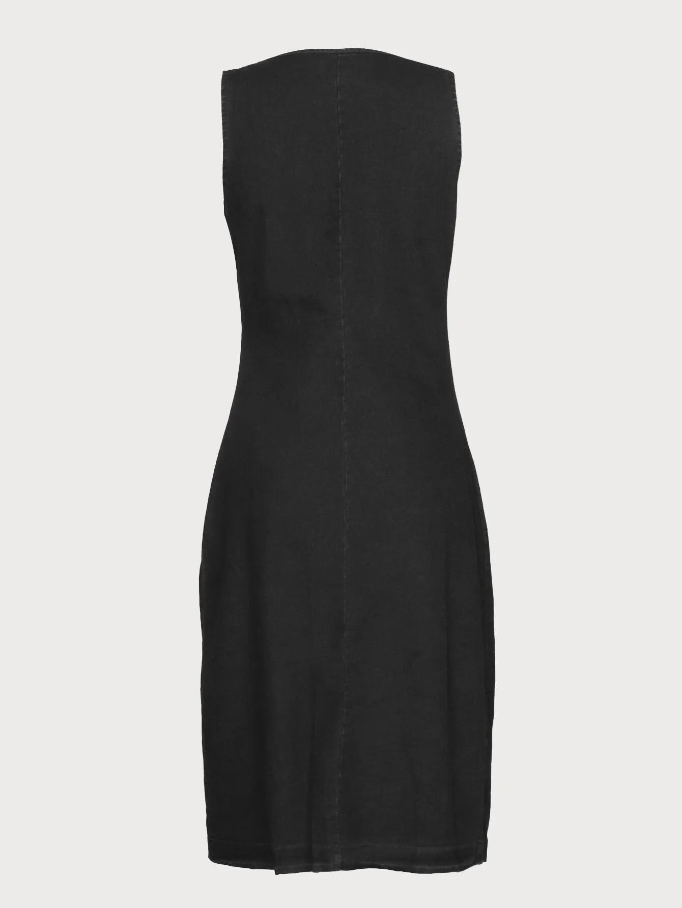 Solid Button V-neck Bodycon Dress