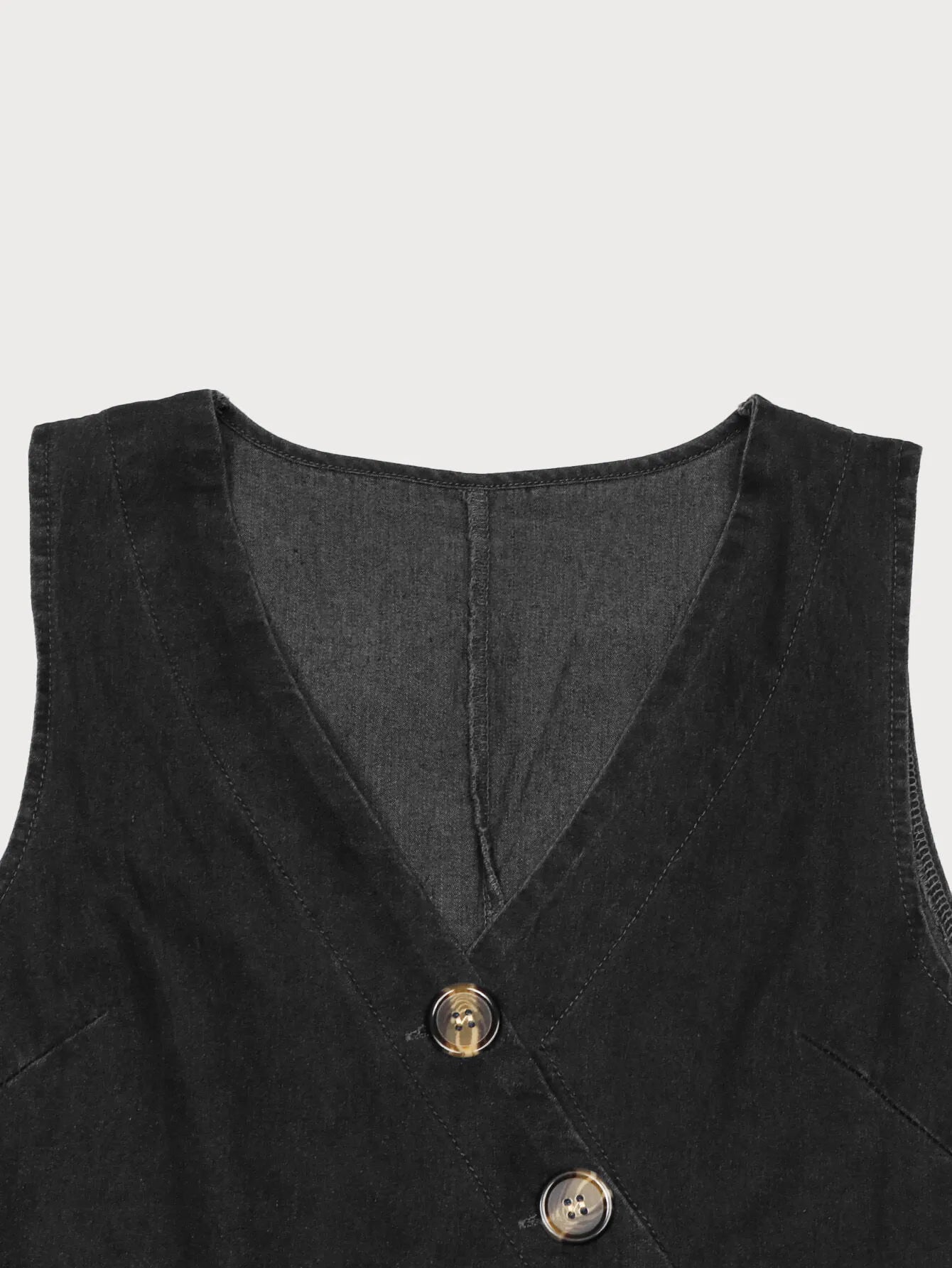 Solid Button V-neck Bodycon Dress