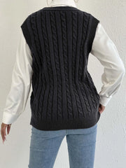 Solid Button V-neck Plain Fashion Twist All-match Vest
