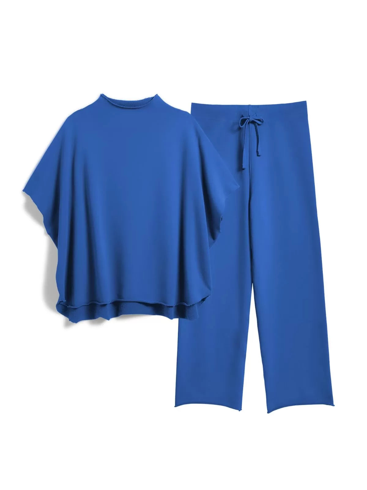 Solid Casual High Neck Mock T-shirt & Solid Wide Leg Pants Lounge Set