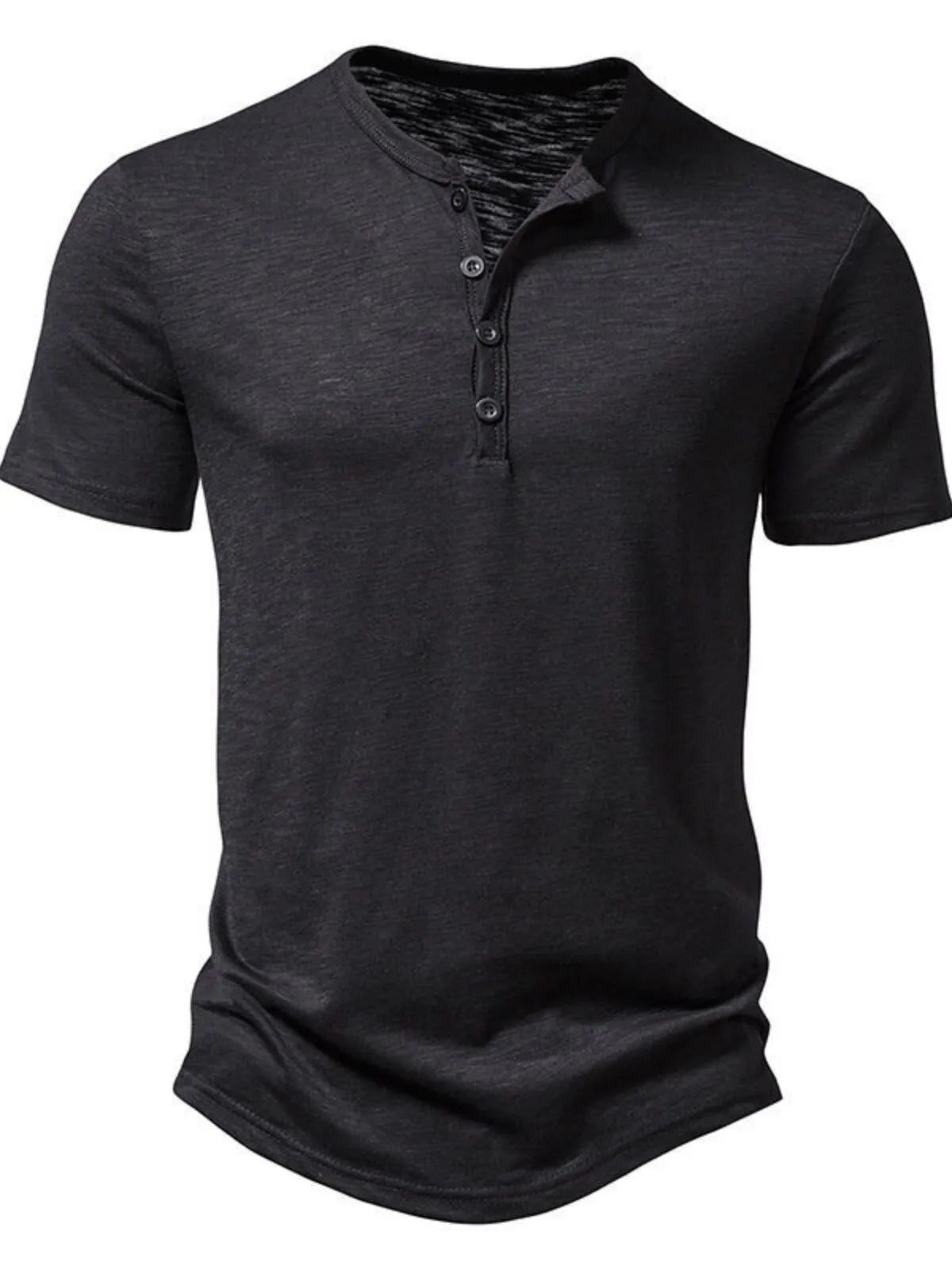 Solid Casual Round Neck Henley -shirt