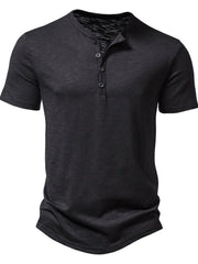 Solid Casual Round Neck Henley -shirt