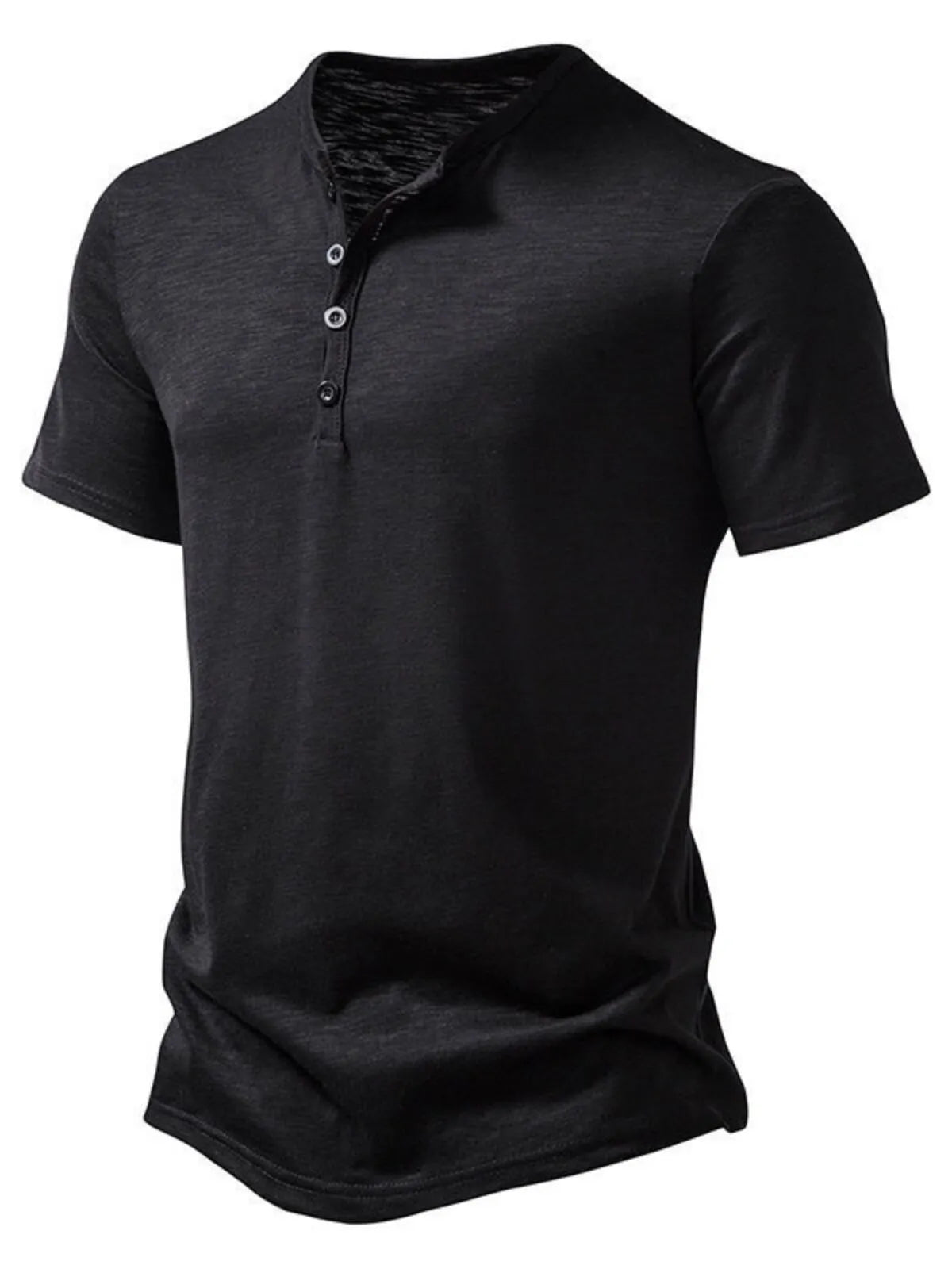 Solid Casual Round Neck Henley -shirt