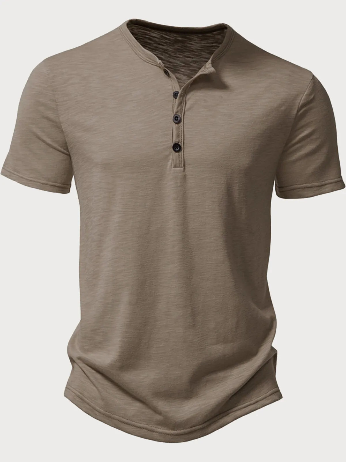 Solid Casual Round Neck Henley -shirt