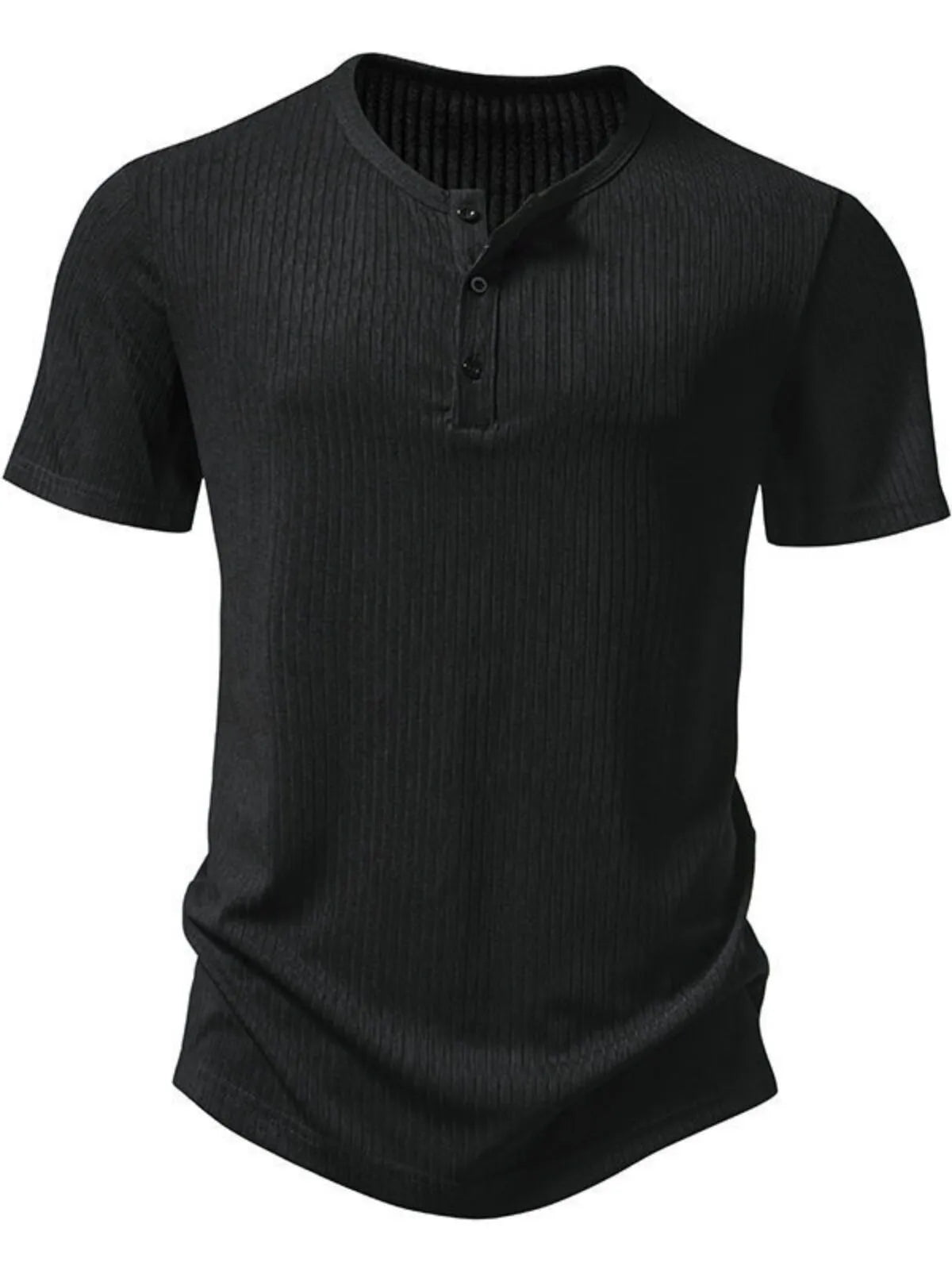 Solid Casual Round Neck Henley T-shirt