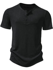 Solid Casual Round Neck Henley T-shirt