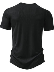 Solid Casual Round Neck Henley T-shirt