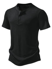 Solid Casual Round Neck Henley T-shirt