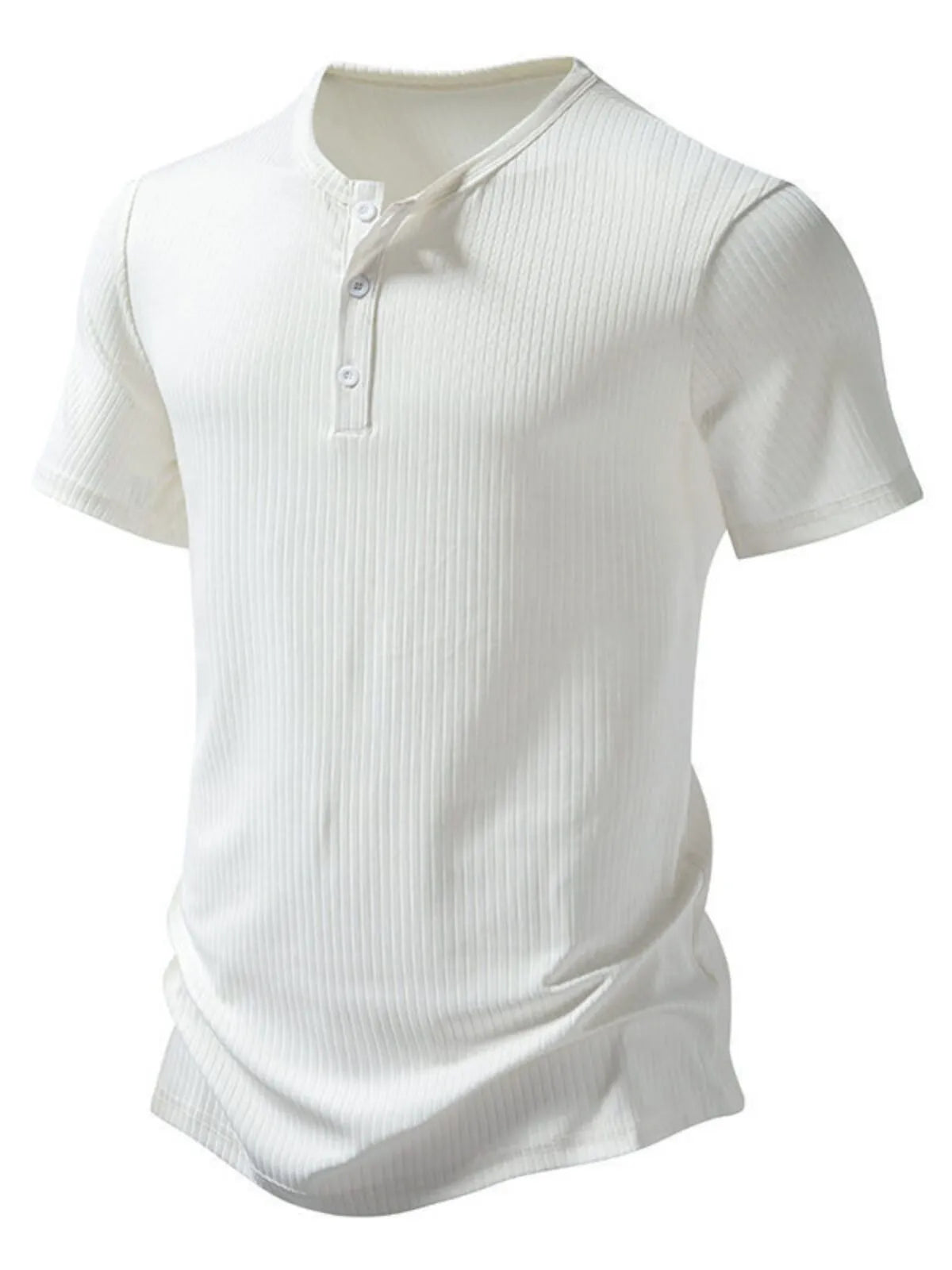 Solid Casual Round Neck Henley T-shirt