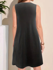 Solid Round Neck A-line Dress