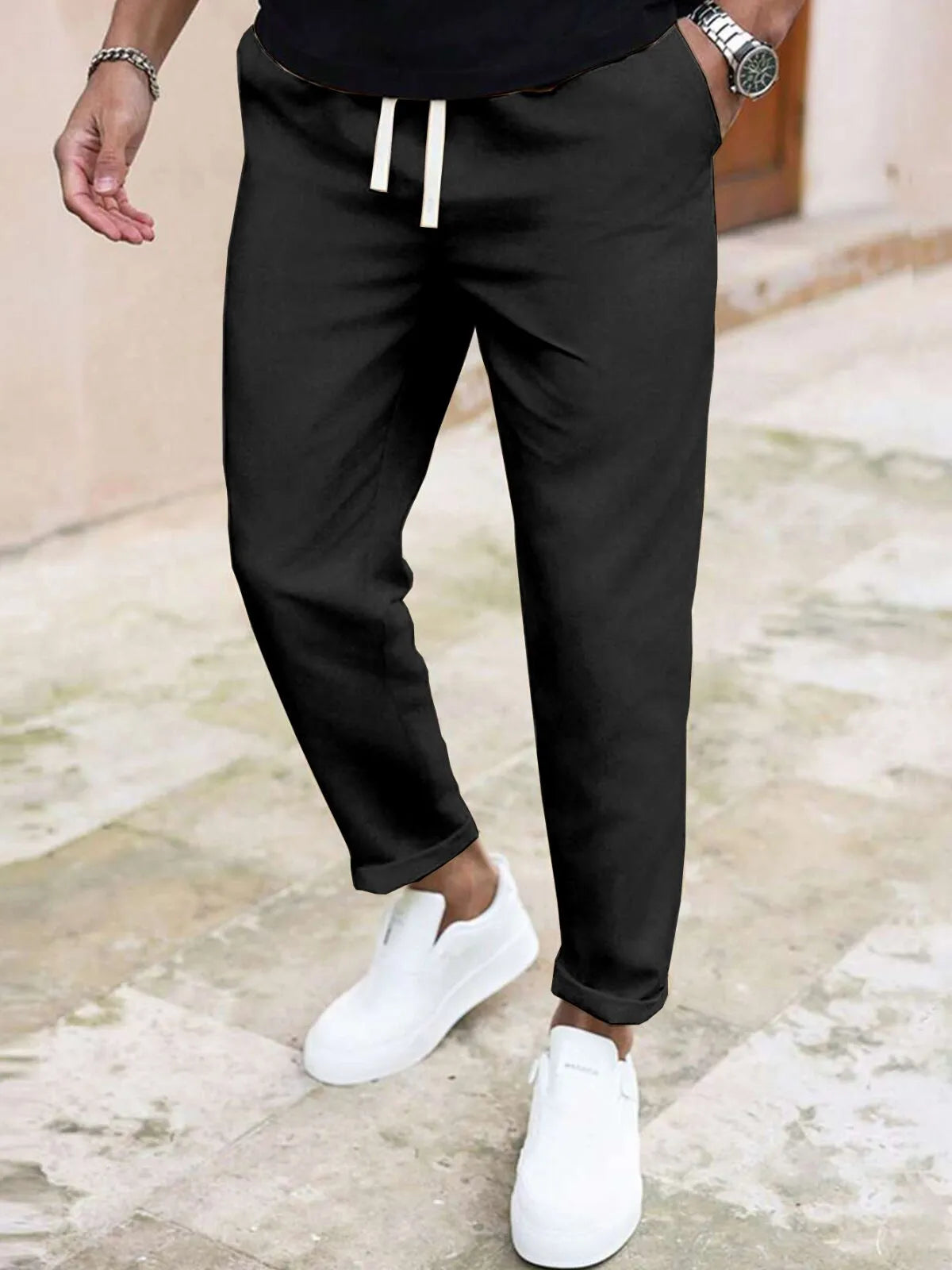 Solid Casual Straight-leg pants