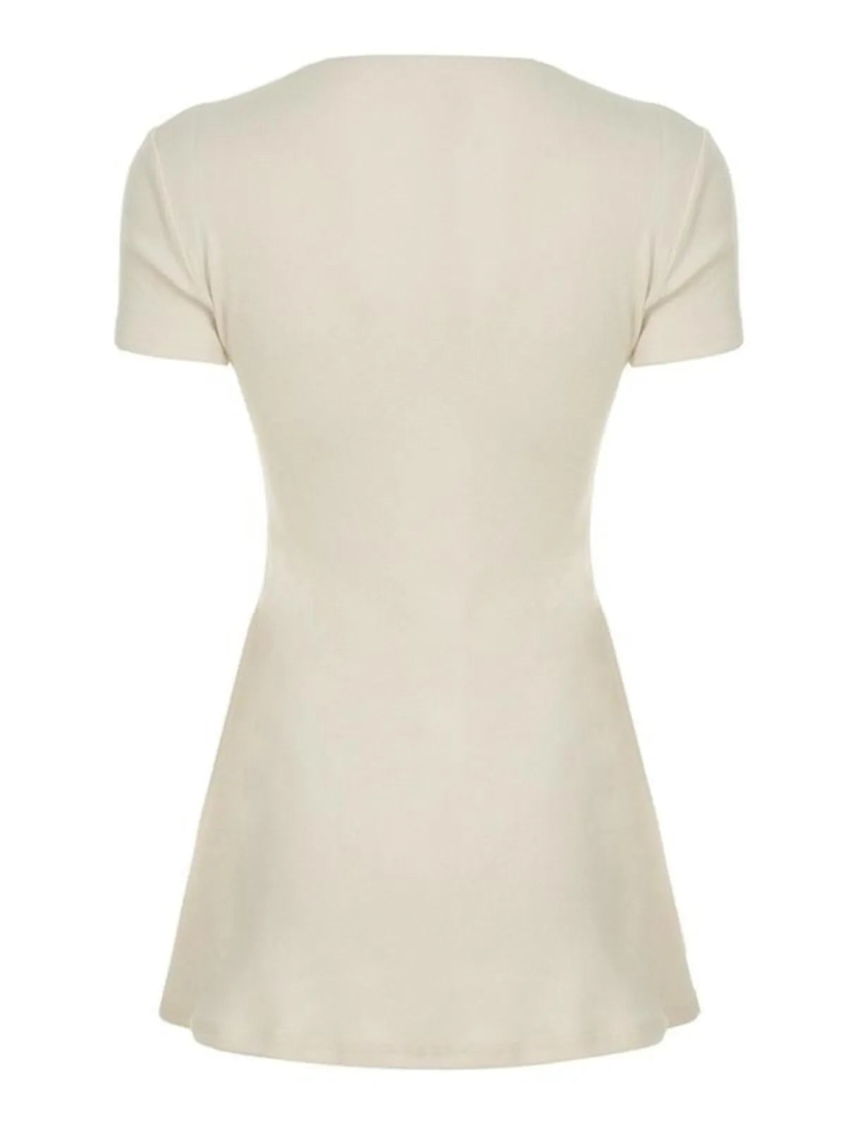 Solid Casual Summer Button Deep V Neck A-line Dress for Daily Wear