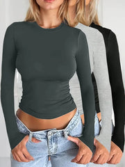 3-Pack Solid Round Neck Regular Sleeve Long Sleeve T-shirt