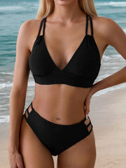 Solid Criss Cross High Rise Bikini
